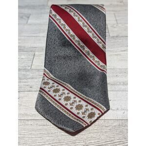 Wembley Luxury Red And Gray Patterned Diagonal Stripe Polyester Tie 60" x 4 "